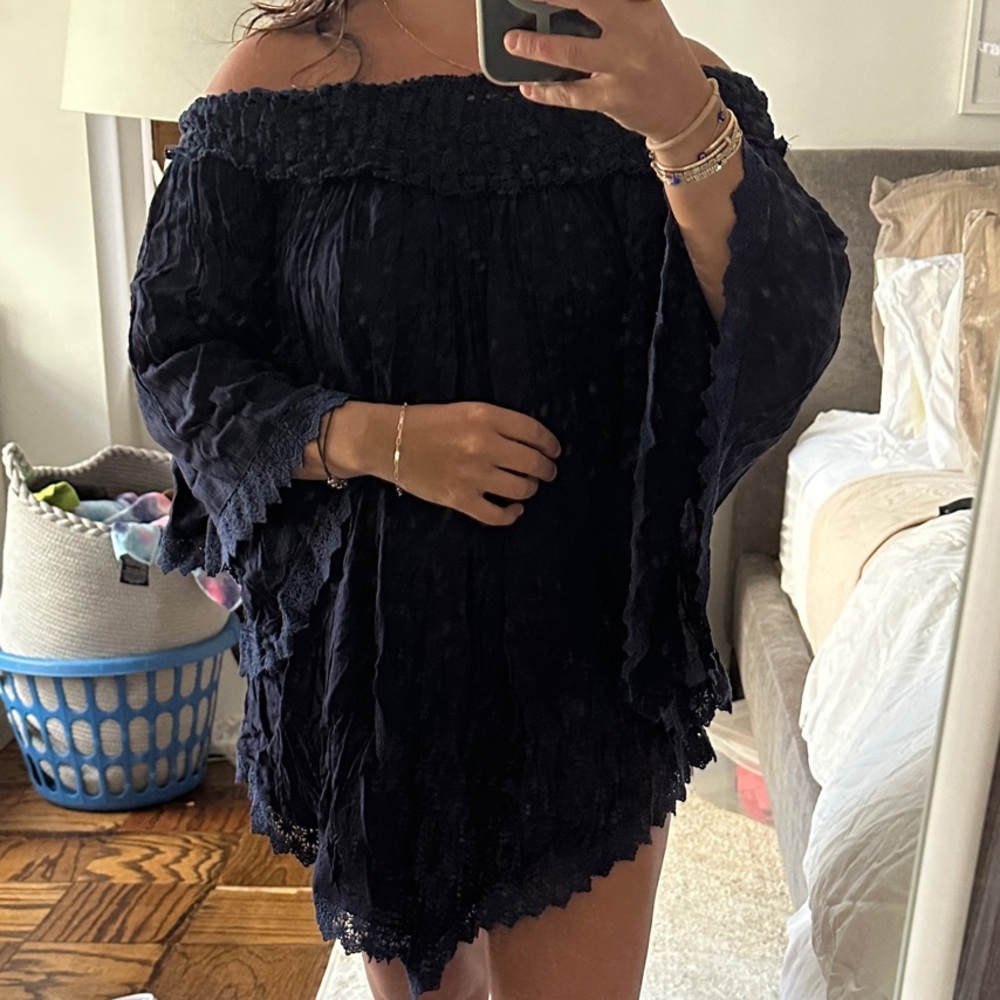 Off-Shoulder Navy Dress